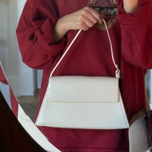 h&m ivory structured shoulder bag